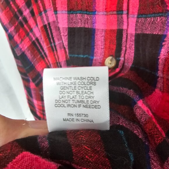 NWT Jane & Delancey Pink Black Plaid Button Down Blouse Grunge Punk Boho M - Picture 11 of 13